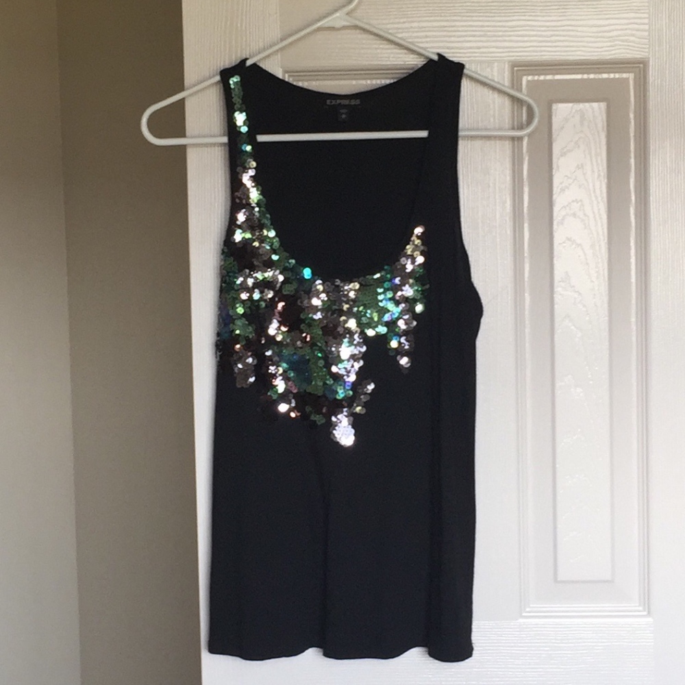 Express Black Sequin Top